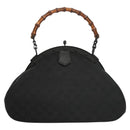 GUCCI GG Canvas Bamboo Push Lock Hand Bag Black Auth 119629A-2