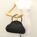 GUCCI GG Canvas Bamboo Push Lock Hand Bag Black Auth 119629A-22