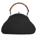 GUCCI GG Canvas Bamboo Push Lock Hand Bag Black Auth 119629A-3