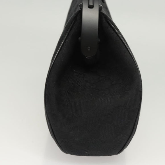 GUCCI GG Canvas Bamboo Push Lock Hand Bag Black Auth 119629A