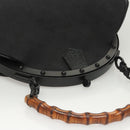 GUCCI GG Canvas Bamboo Push Lock Hand Bag Black Auth 119629A-6