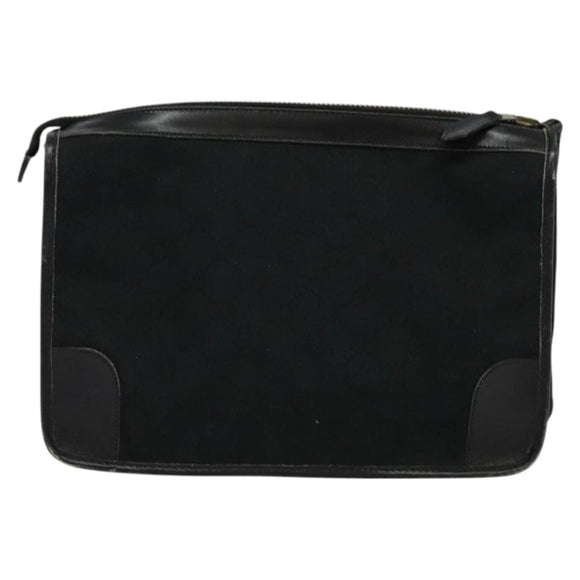 GUCCI GG Canvas Clutch Bag Black Gold Auth 119645