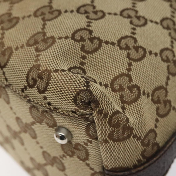 GUCCI GG Canvas Web Sherry Line Hand Bag Beige Silver 145759 Auth 119676