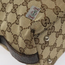 GUCCI GG Canvas Web Sherry Line Hand Bag Beige Silver 145759 Auth 119676-8