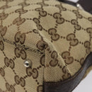GUCCI GG Canvas Web Sherry Line Hand Bag Beige Silver 145759 Auth 119676-16