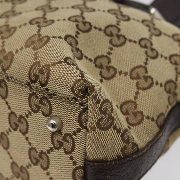 GUCCI GG Canvas Web Sherry Line Hand Bag Beige Silver 145759 Auth 119676