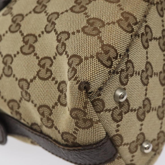 GUCCI GG Canvas Web Sherry Line Hand Bag Beige Silver 145759 Auth 119676