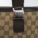 GUCCI GG Canvas Web Sherry Line Hand Bag Beige Silver 145759 Auth 119676-9