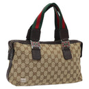 GUCCI GG Canvas Web Sherry Line Hand Bag Beige Silver 145759 Auth 119676-1