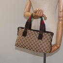 GUCCI GG Canvas Web Sherry Line Hand Bag Beige Silver 145759 Auth 119676-24
