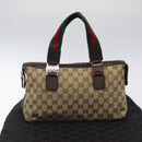 GUCCI GG Canvas Web Sherry Line Hand Bag Beige Silver 145759 Auth 119676-12