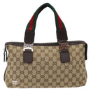 GUCCI GG Canvas Web Sherry Line Hand Bag Beige Silver 145759 Auth 119676-13