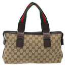 GUCCI GG Canvas Web Sherry Line Hand Bag Beige Silver 145759 Auth 119676-2