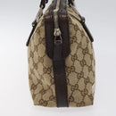 GUCCI GG Canvas Web Sherry Line Hand Bag Beige Silver 145759 Auth 119676-3