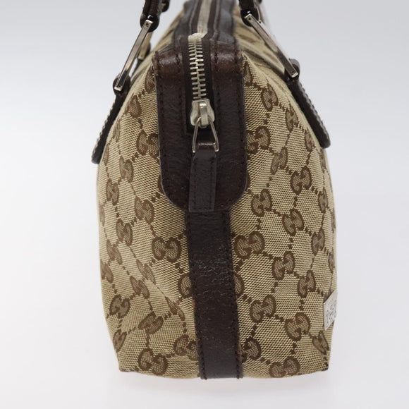 GUCCI GG Canvas Web Sherry Line Hand Bag Beige Silver 145759 Auth 119676