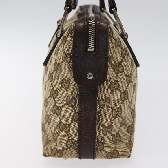 GUCCI GG Canvas Web Sherry Line Hand Bag Beige Silver 145759 Auth 119676