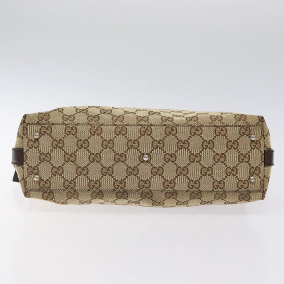 GUCCI GG Canvas Web Sherry Line Hand Bag Beige Silver 145759 Auth 119676