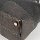 LOEWE Anagram Hand Bag Leather Silver gold Auth 119684AM-15