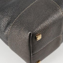 LOEWE Anagram Hand Bag Leather Silver gold Auth 119684AM-16