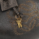 LOEWE Anagram Hand Bag Leather Silver gold Auth 119684AM-9