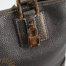 LOEWE Anagram Hand Bag Leather Silver gold Auth 119684AM-19