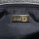 LOEWE Anagram Hand Bag Leather Silver gold Auth 119684AM-21