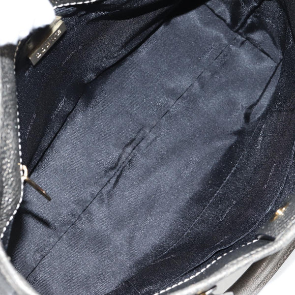 LOEWE Anagram Hand Bag Leather Silver gold Auth 119684AM