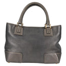 LOEWE Anagram Hand Bag Leather Silver gold Auth 119684AM-2