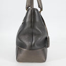 LOEWE Anagram Hand Bag Leather Silver gold Auth 119684AM-4