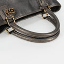 LOEWE Anagram Hand Bag Leather Silver gold Auth 119684AM-7