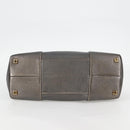 LOEWE Anagram Hand Bag Leather Silver gold Auth 119684AM-5