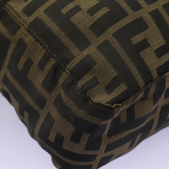 FENDI Zucca Canvas Hand Bag Khaki Auth 119690