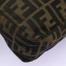 FENDI Zucca Canvas Hand Bag Khaki Auth 119690-15