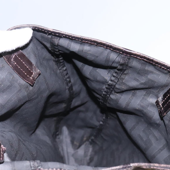 FENDI Zucca Canvas Hand Bag Khaki Auth 119690