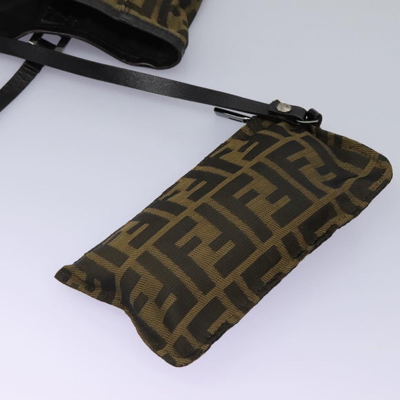 FENDI Zucca Canvas Hand Bag Khaki Auth 119690