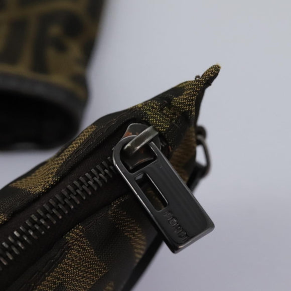 FENDI Zucca Canvas Hand Bag Khaki Auth 119690