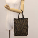 FENDI Zucca Canvas Hand Bag Khaki Auth 119690-25