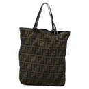 FENDI Zucca Canvas Hand Bag Khaki Auth 119690-2