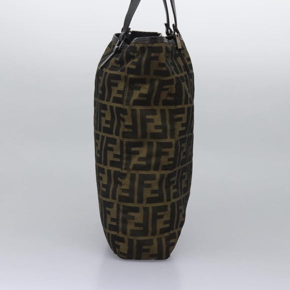 FENDI Zucca Canvas Hand Bag Khaki Auth 119690