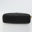 PRADA Quilted Chain Shoulder Bag Lamb Skin Black Gold Auth 119692-9