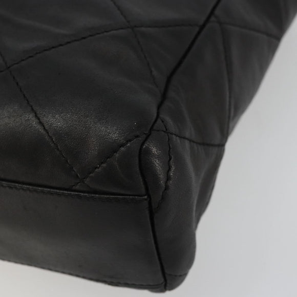 PRADA Quilted Chain Shoulder Bag Lamb Skin Black Gold Auth 119692