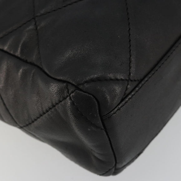 PRADA Quilted Chain Shoulder Bag Lamb Skin Black Gold Auth 119692