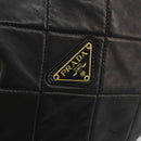 PRADA Quilted Chain Shoulder Bag Lamb Skin Black Gold Auth 119692-10