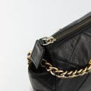 PRADA Quilted Chain Shoulder Bag Lamb Skin Black Gold Auth 119692-18