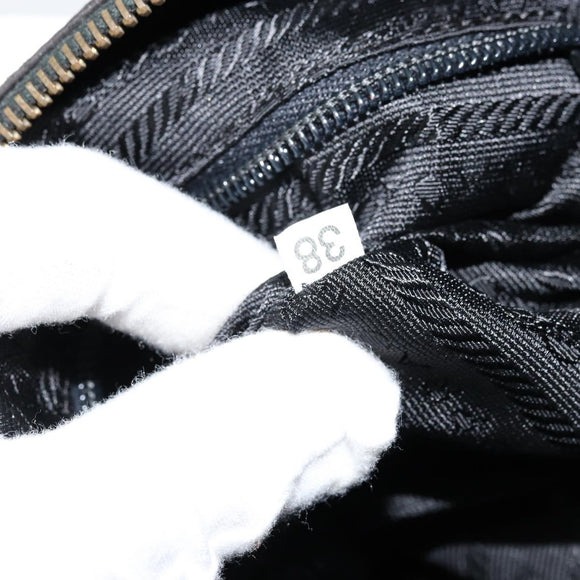 PRADA Quilted Chain Shoulder Bag Lamb Skin Black Gold Auth 119692