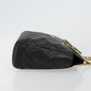 PRADA Quilted Chain Shoulder Bag Lamb Skin Black Gold Auth 119692-3