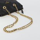 PRADA Quilted Chain Shoulder Bag Lamb Skin Black Gold Auth 119692-7