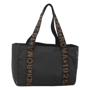 FENDI Zucca Canvas Tote Bag Black Silver Auth 119700