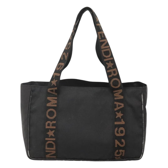 FENDI Zucca Canvas Tote Bag Black Silver Auth 119700