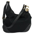 GUCCI GG Canvas Shoulder Bag Black Gold 203503 Auth 119701-1
